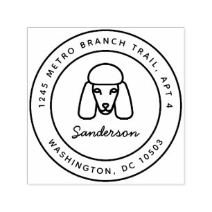 Poodle Dog Return Address Stamp Self-Inking