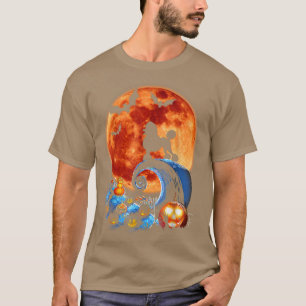 Poodle Dog Scary And Moon Funny Halloween Costume  T-Shirt