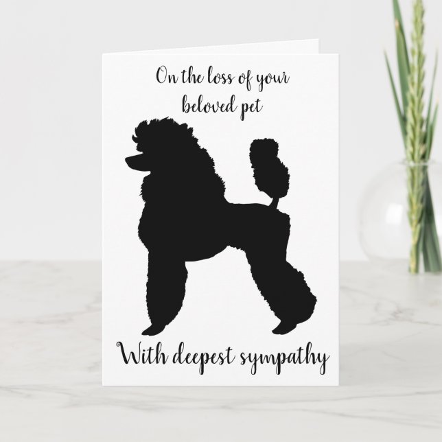 Poodle dog silhouette custom pet sympathy card (Front)