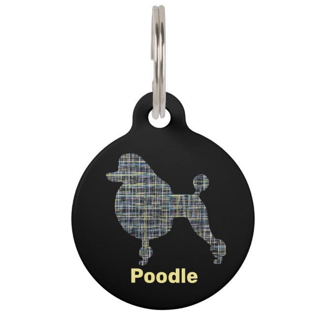 Poodle Dog Silhouette Grid ID Pet Tag (Front)
