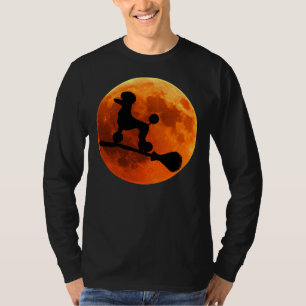 Poodle Dog Silhouette Moon Halloween T-Shirt