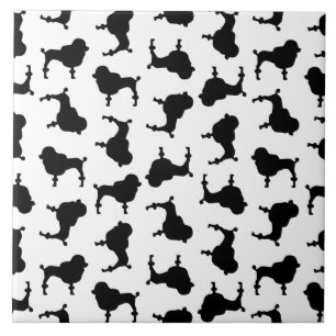 Poodle Dog Silhouettes CUSTOM BACKGROUND COLOR Tile