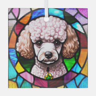 Poodle Dog "Stained Glass"  Glass Tree Decoration