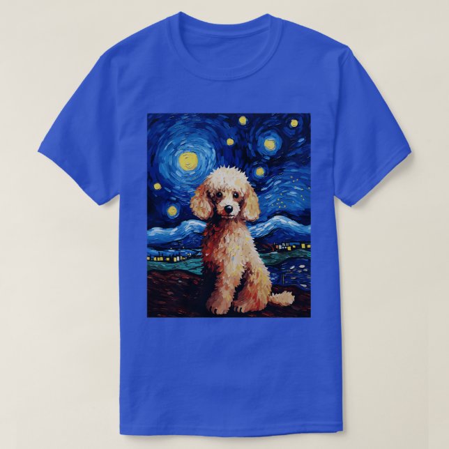 Poodle Dog Starry Night Van Gogh Art Lover T-Shirt (Design Front)
