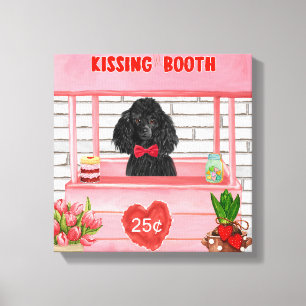 poodle Dog Valentine's Day Kissing Booth Canvas Print