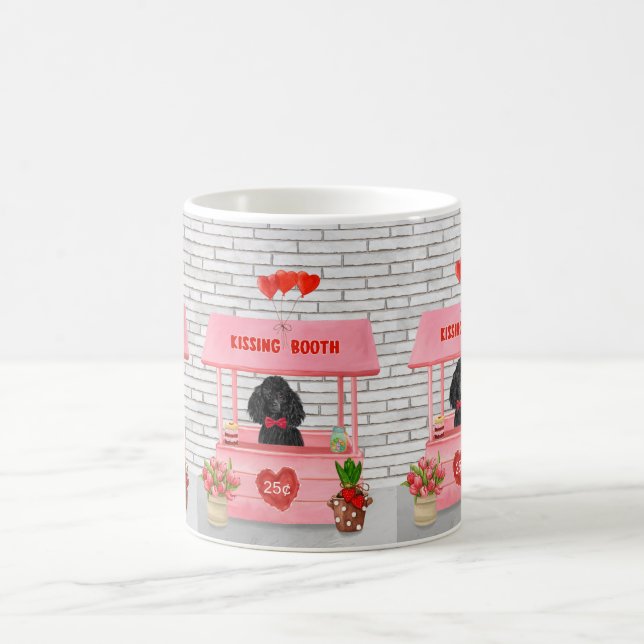 poodle Dog Valentine's Day Kissing Booth Coffee Mug (Center)