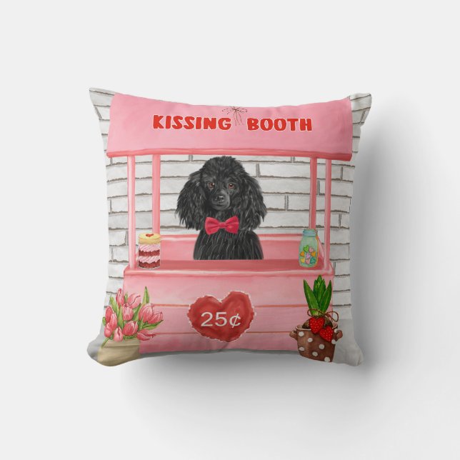 poodle Dog Valentine's Day Kissing Booth Cushion (Front)