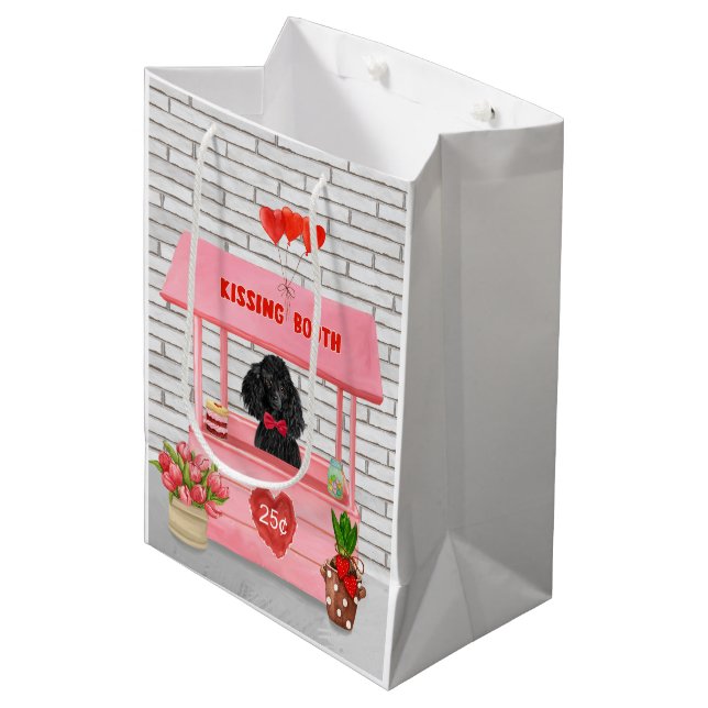 poodle Dog Valentine's Day Kissing Booth Medium Gift Bag (Front Angled)