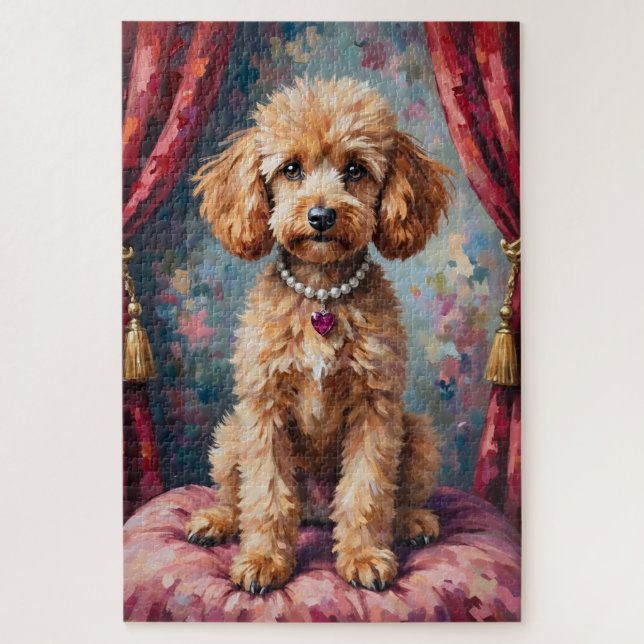 Poodle Dog Valentine's Day Ruby Heart Elegance Jigsaw Puzzle (Vertical)
