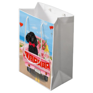 Poodle Dog Valentine's Day Truck Hearts  Medium Gift Bag