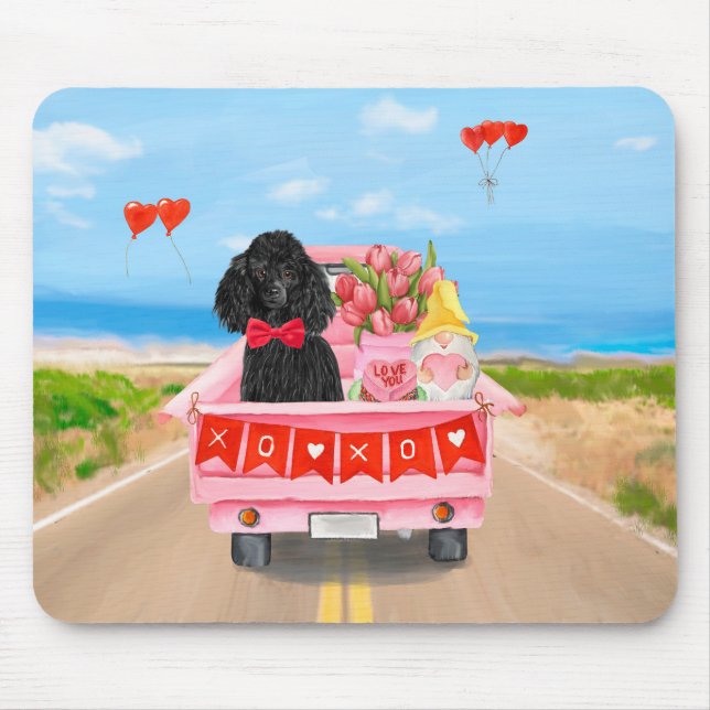 Poodle Dog Valentine's Day Truck Hearts  Mouse Mat (Front)