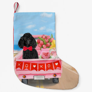 Poodle Dog Valentine's Day Truck Hearts Small Christmas Stocking