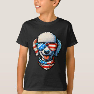 Poodle Dog Wearing Usa Flag Sungles Patriotic 4th T-Shirt