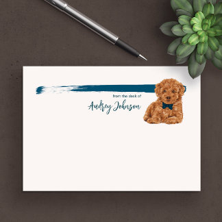 Poodle Dog with Blue Bow-Tie Painting Post-it Note