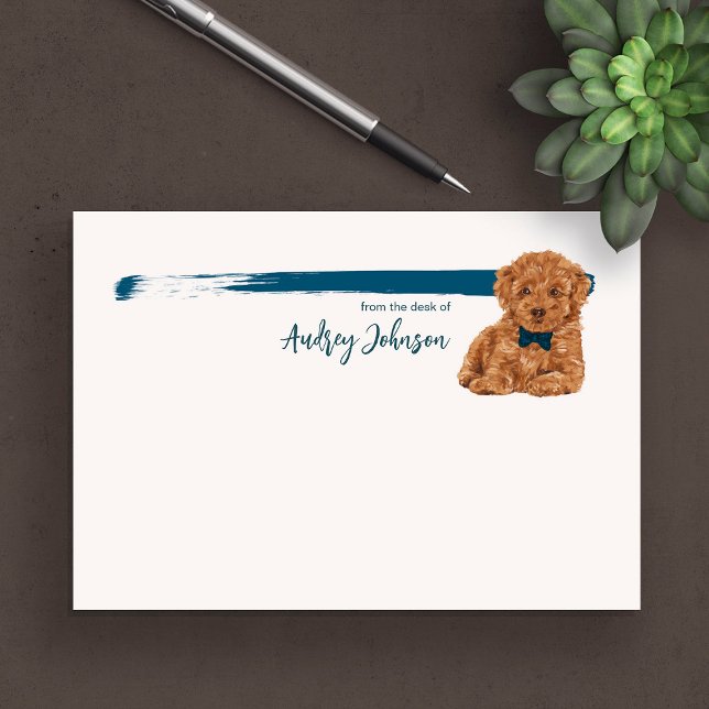 Poodle Dog with Blue Bow-Tie Painting Post-it Note (Creator Uploaded)