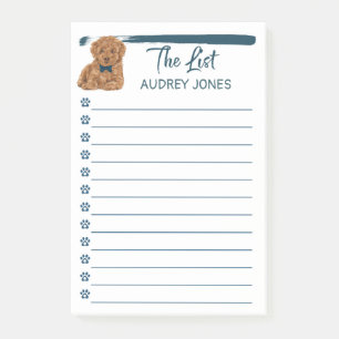 Poodle Dog with Blue Bow-Tie Painting To Do List Post-it Notes