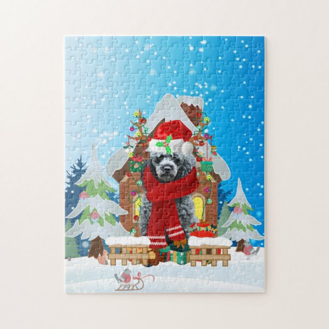 Poodle dog with Christmas gifts Jigsaw Puzzle (Vertical)