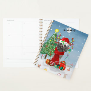 Poodle dog with Christmas gifts  Planner