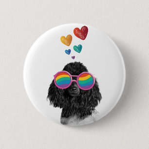 Poodle Dog with Hearts Valentine's Day 6 Cm Round Badge