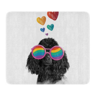 Poodle Dog with Hearts Valentine's Day Cutting Board