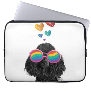 Poodle Dog with Hearts Valentine's Day Laptop Sleeve