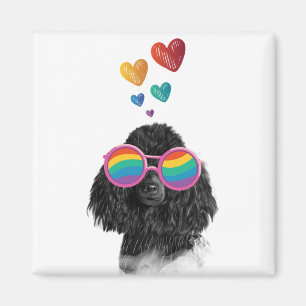 Poodle Dog with Hearts Valentine's Day Magnet