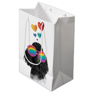 Poodle Dog with Hearts Valentine's Day Medium Gift Bag
