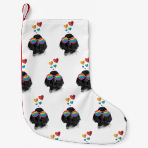 Poodle Dog with Hearts Valentine's Day Small Christmas Stocking