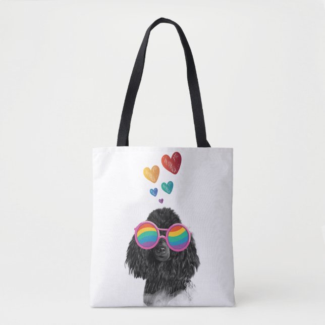 Poodle Dog with Hearts Valentine's Day  Tote Bag (Front)