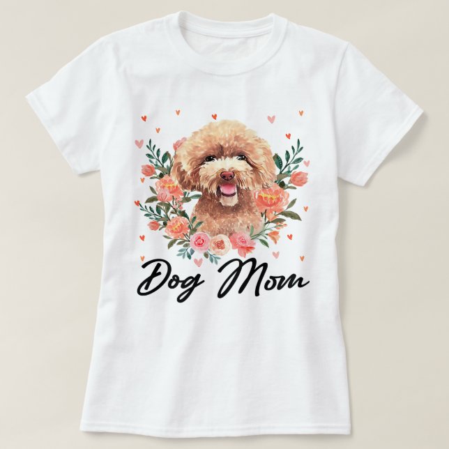 Poodle Dog Womens Cute Poodle Mum Flower Dog Lover T-Shirt (Design Front)