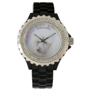 Poodle dog women's rhinestone watch
