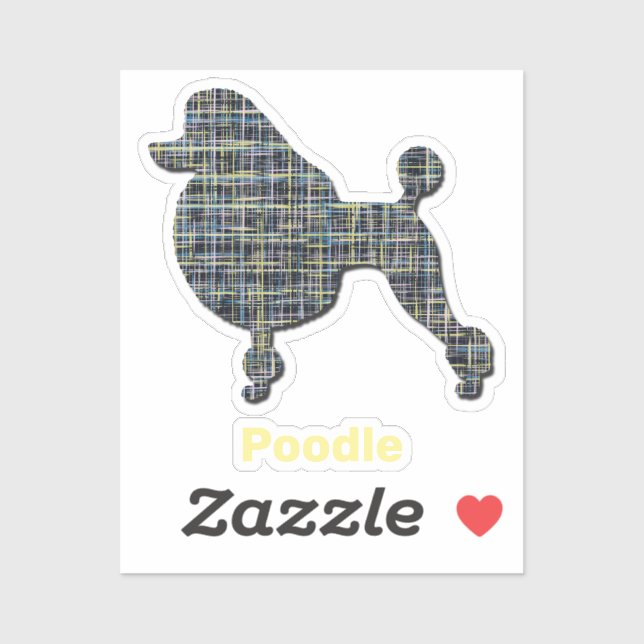 Poodle Dog Yellow & Blue Grid Classic Cut Sticker (Sheet)