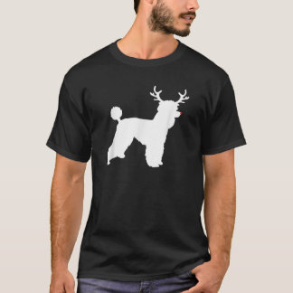 Poodle Dogs Christmas Costume Reindeer Antlers  T-Shirt