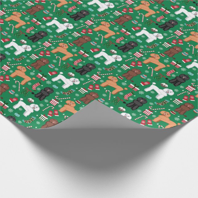 Poodle Dogs Christmas mixed colors Wrapping Paper (Corner)