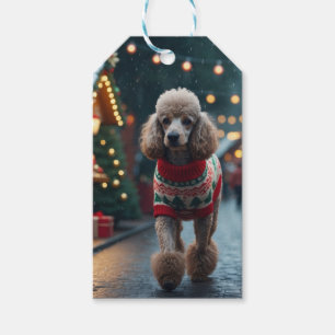 Poodle Dogs Christmas Snow Holiday  Gift Tags