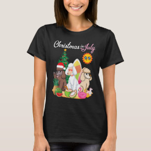 Poodle Dogs Merry Christmas In July Dad Mum Mother T-Shirt