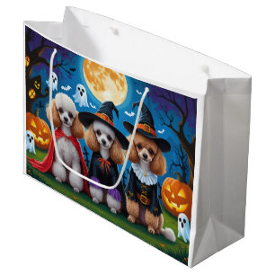 Poodle Dogs Pumpkin Halloween Funny Large Gift Bag