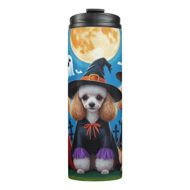 Poodle Dogs Pumpkin Halloween Funny Thermal Tumbler (Front)