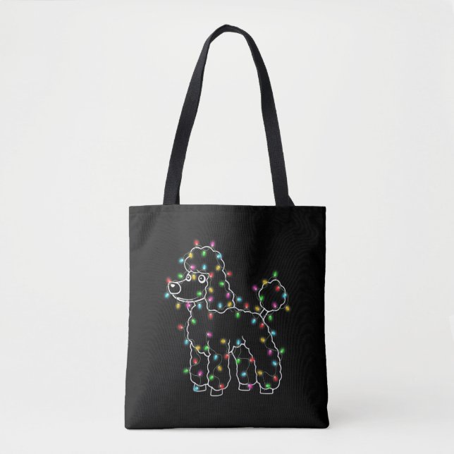 Poodle Dogs Tree Christmas Sweater Tote Bag (Front)