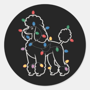 Poodle Dogs Tree Christmas Xmas Pet Animal Dog Classic Round Sticker