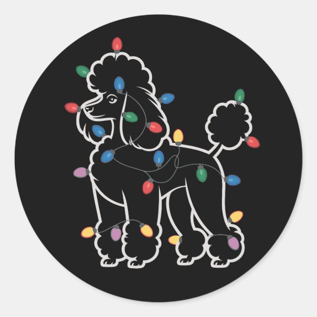 Poodle Dogs Tree Christmas Xmas Pet Animal Dog  Classic Round Sticker (Front)