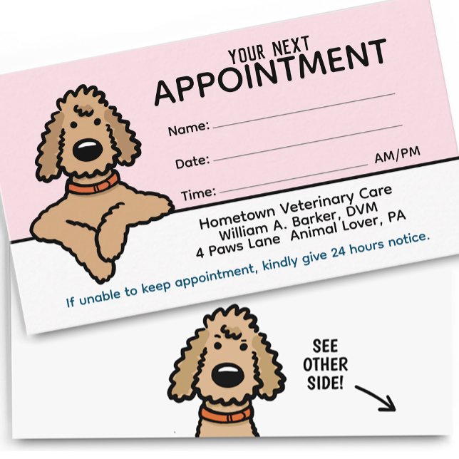 Poodle Doodle Dog Pet Care Appointment Reminder Business Card (Creator Uploaded)