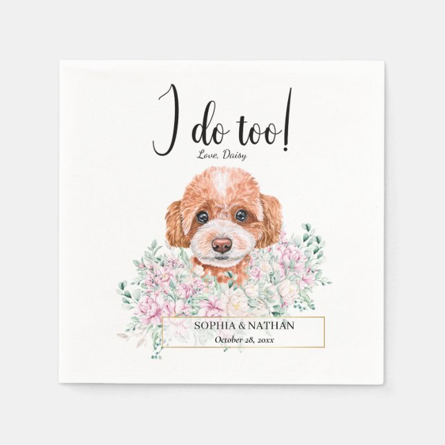 Poodle Doodle Dog Wedding Cocktail Napkins (Front)