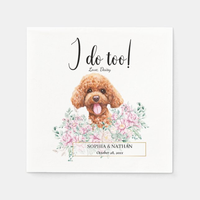 Poodle Doodle Dog Wedding Cocktail Napkins (Front)