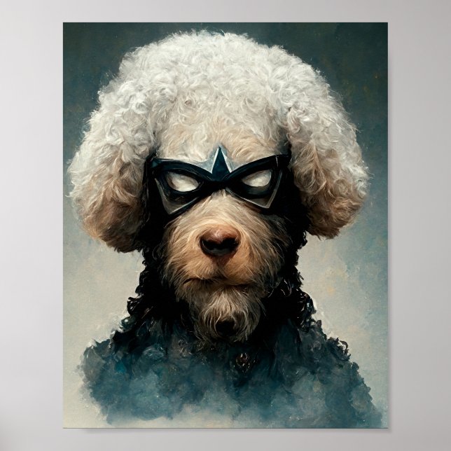 Poodle Dressed As Superhero Dog Poster (Front)