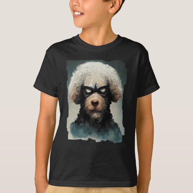 Poodle Dressed As Superhero Dog T-Shirt (Front)