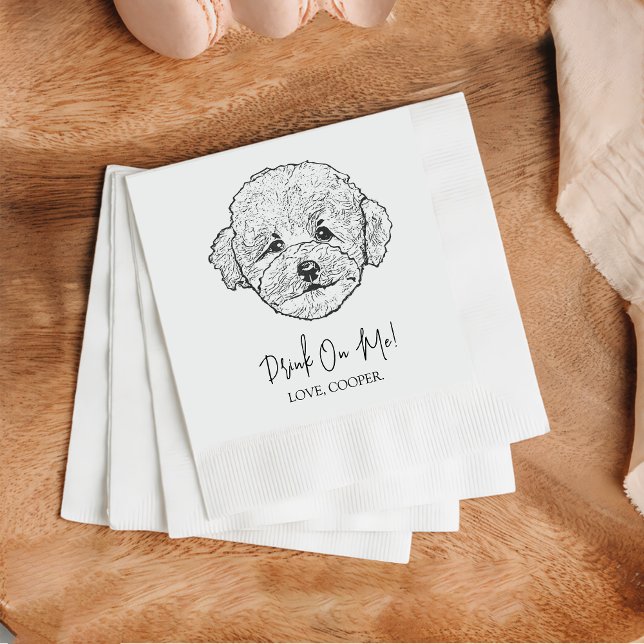 Poodle Drink On Me Dog Custom Cocktail Napkin (Creator Uploaded)