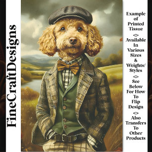 Poodle Farmer Portrait In Landscape CG5 Decoupage Tissue Paper