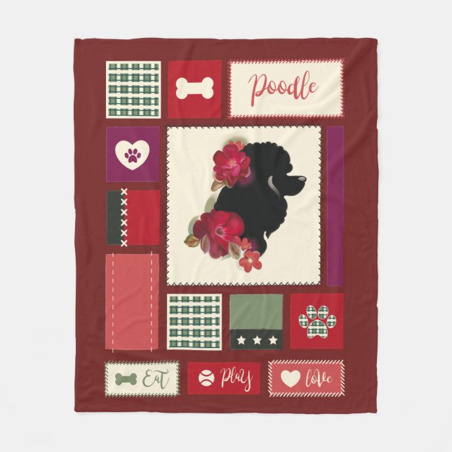Poodle fleece blanket | Medium | red (Front)