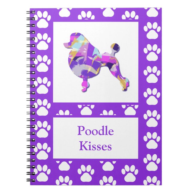 Poodle French Cute Dog Silhouette Paw Purple PY&B Notebook (Front)